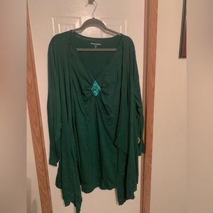Emerald green shirt with sequin detail